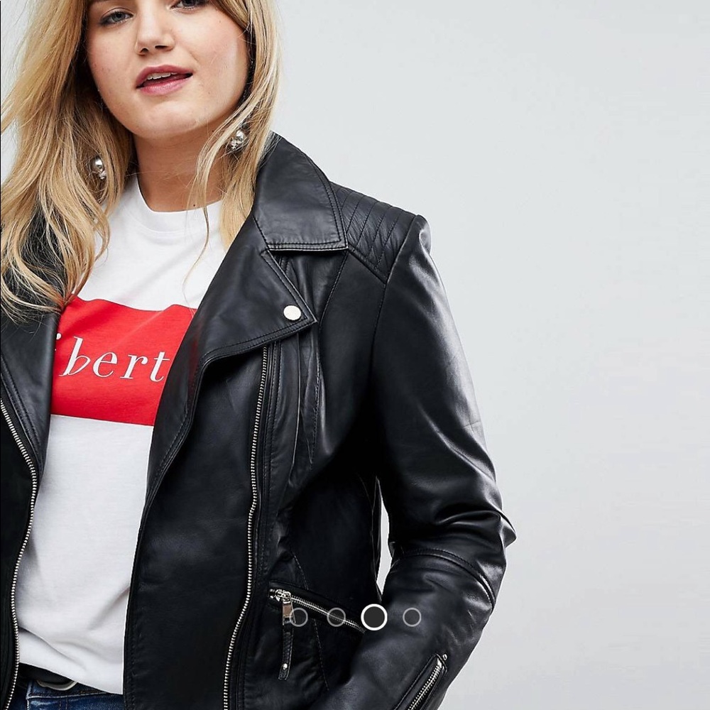 Real Leather Biker Jacket (River Island)
